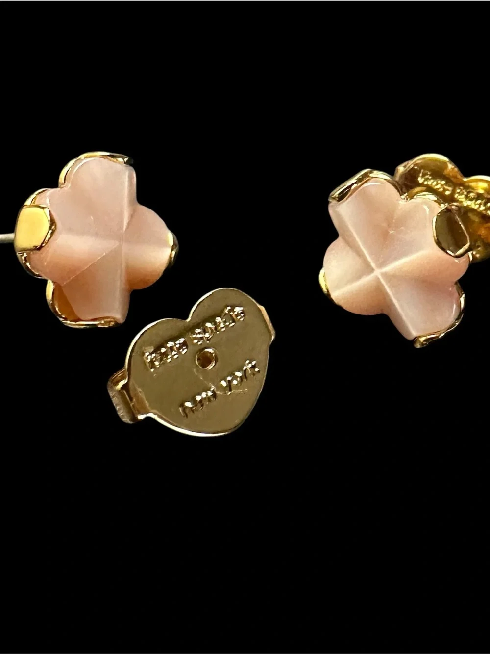 New Kate Spade New York Spade Flower Gold Studs on Kate Spade Earring Card